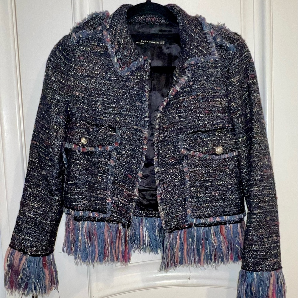 Zara tweeted textured jacket blazer (XS)